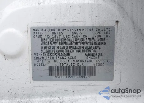 2015 Nissan Versa Note Sv z USA, uszkodzony, nr VIN 3N1CE2CP2FL444479